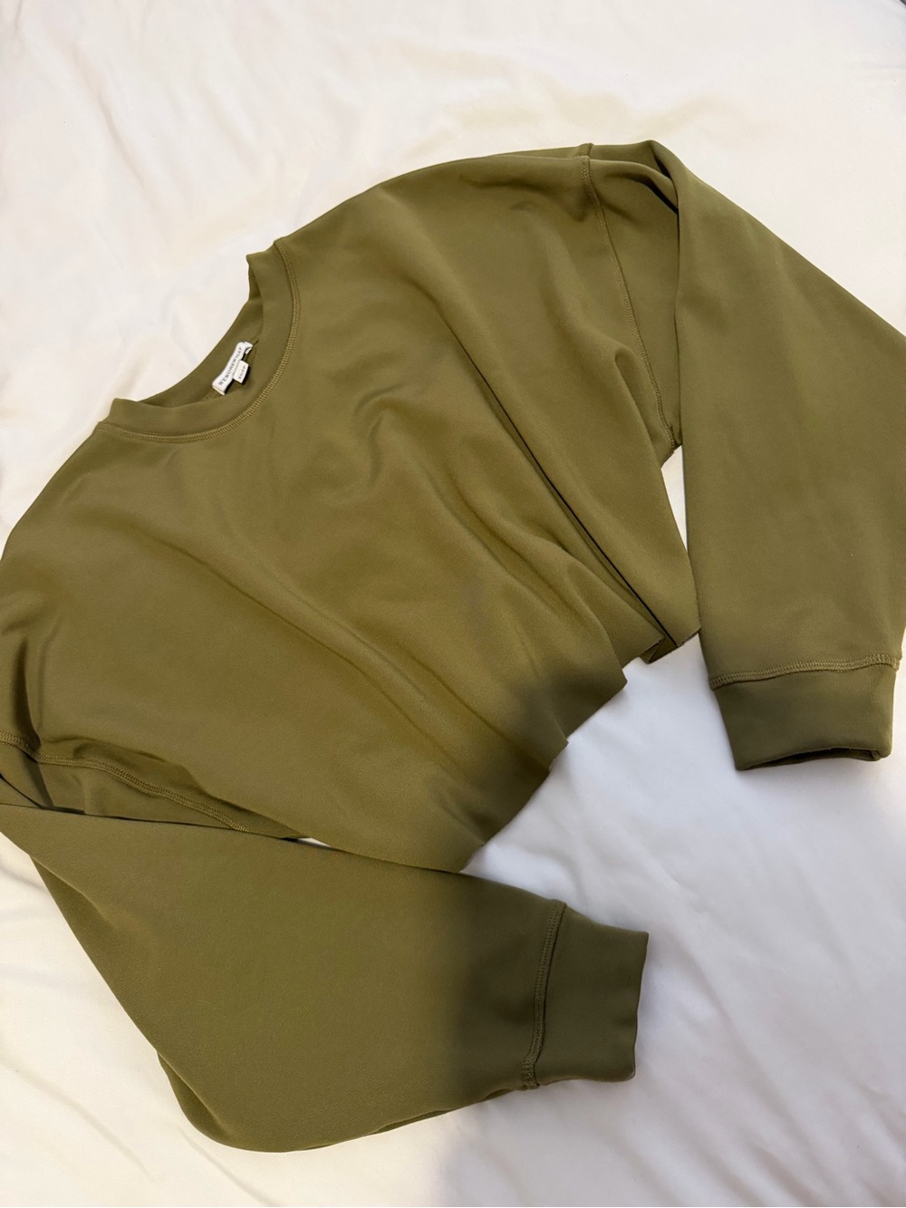 WeWoreWhat Olive Cropped Crewneck Sweatshirt